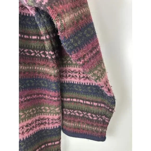 SKYR Vintage 100% Wool Cardigan Sweater Aztec Nordic Fair Isle Long Button Up XL - Picture 5 of 12